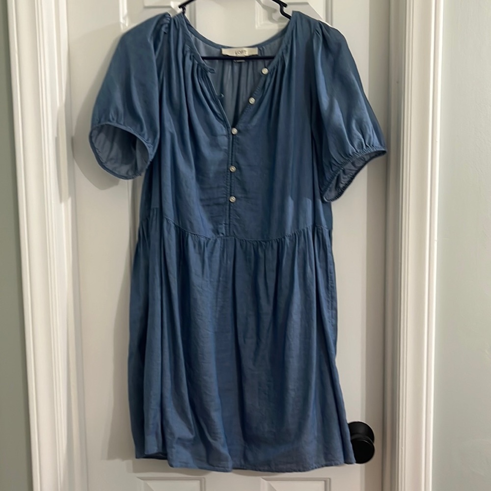 EUC LOFT chambray with slip dress XS